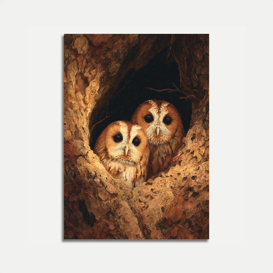 Affiche Hiboux dans l'Arbre Creux
