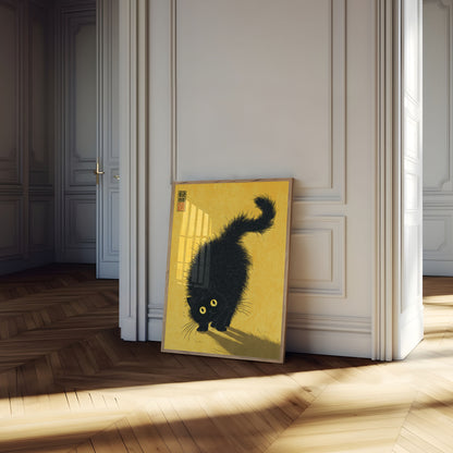 Fluffy Black Cat Silhouette Poster