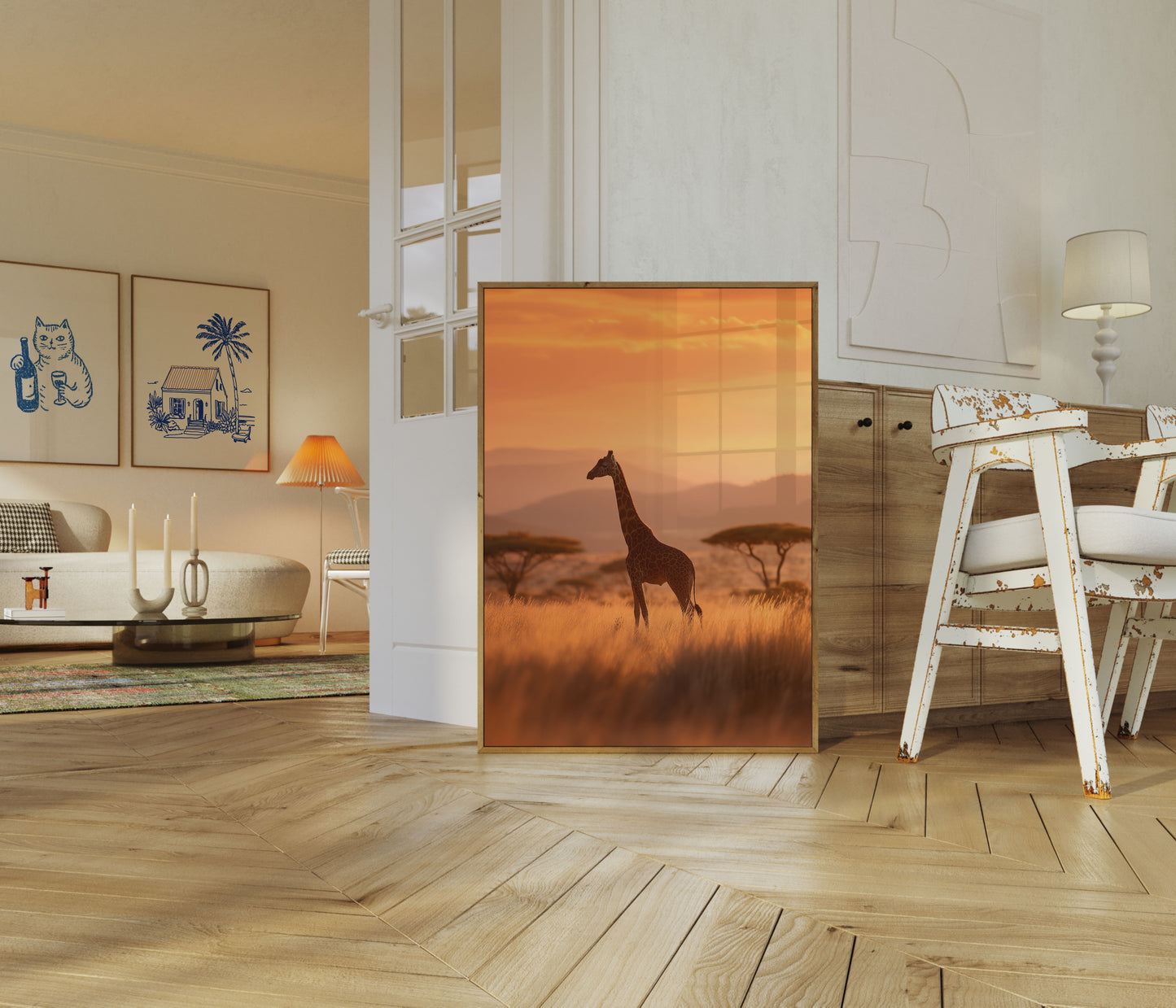 Golden Savanna Giraffe Poster