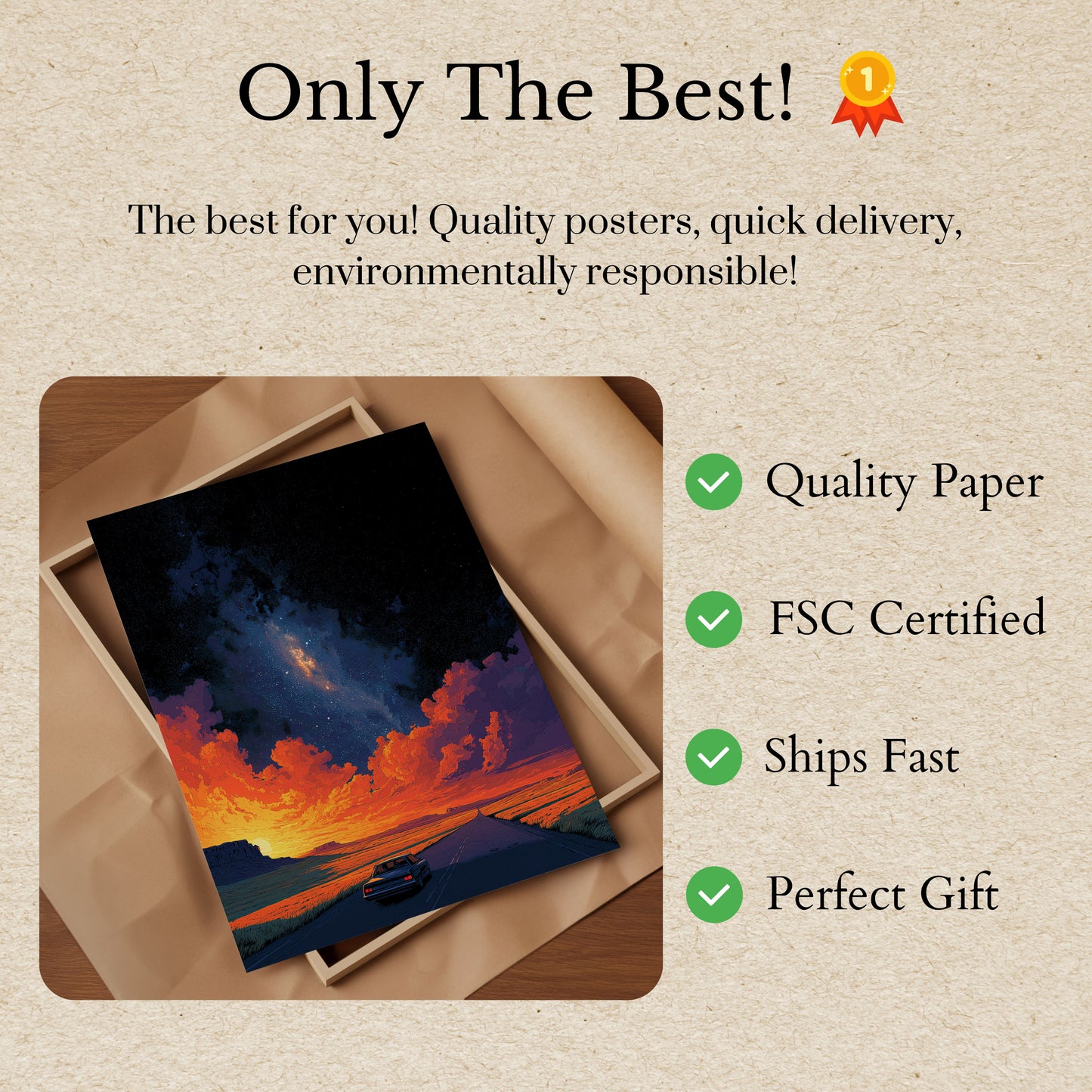 Desert Highway Sunset Poster