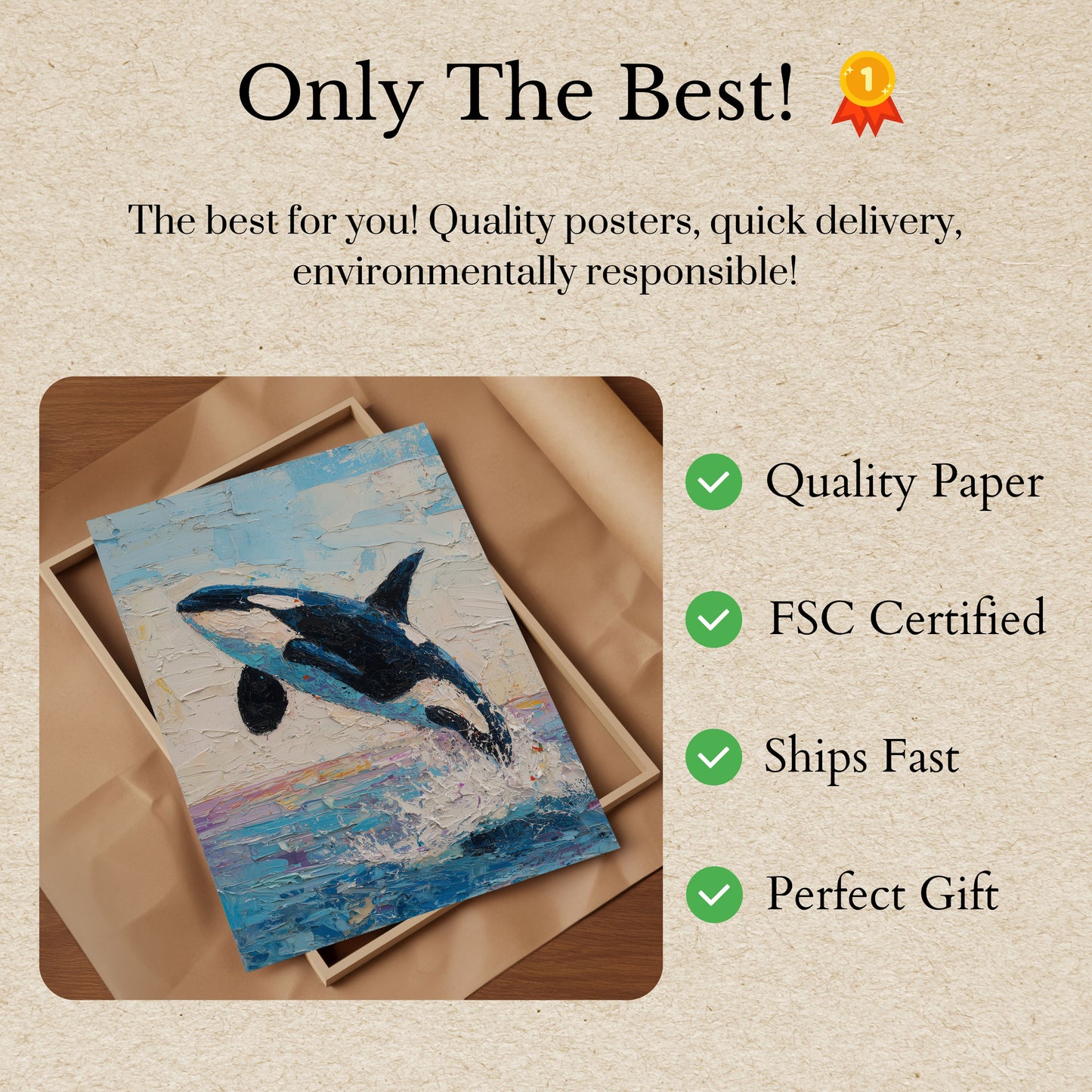 Leaping Orca Ocean Art Poster