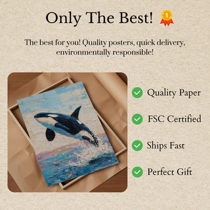 Leaping Orca Ocean Art Poster