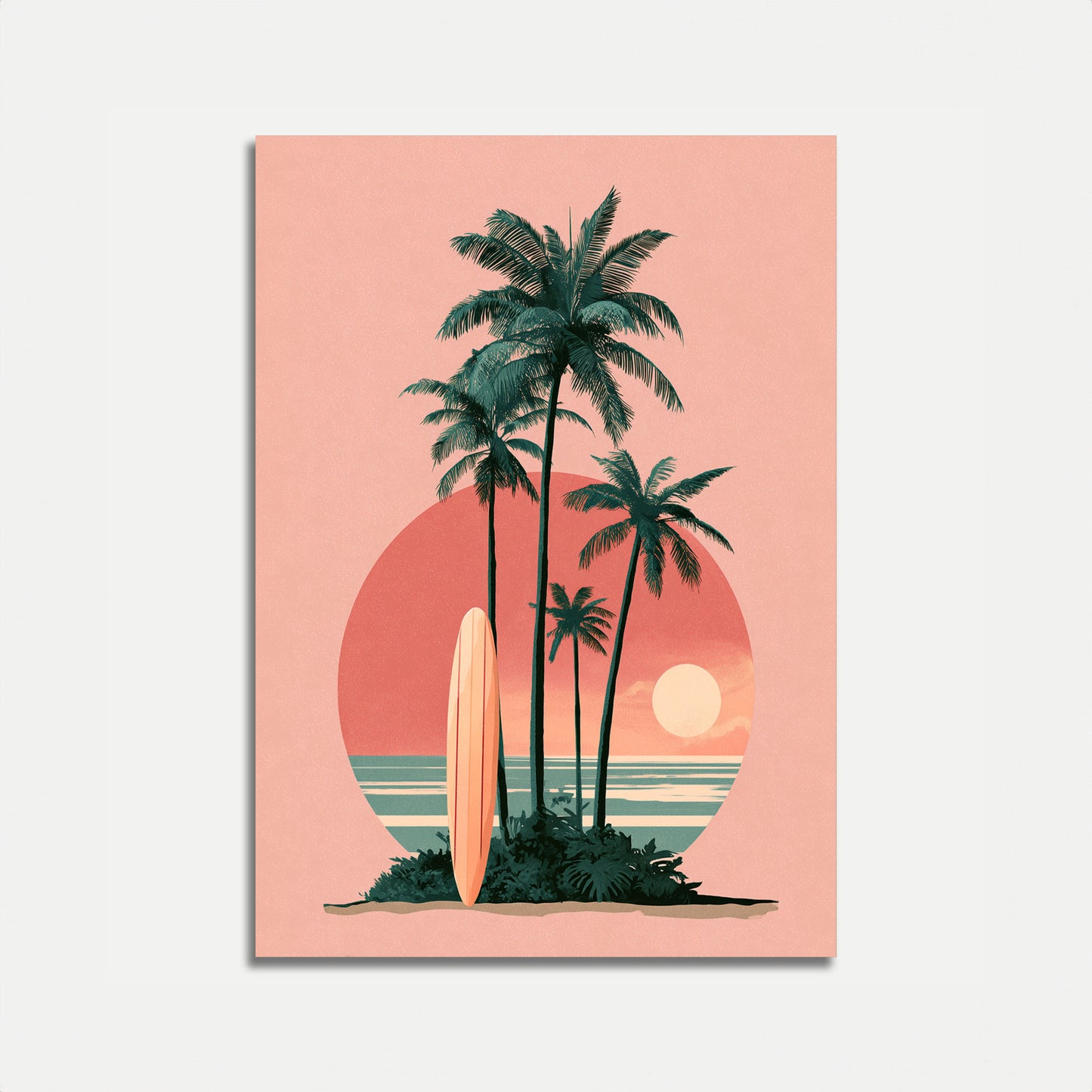 Póster Paraíso de surf al atardecer