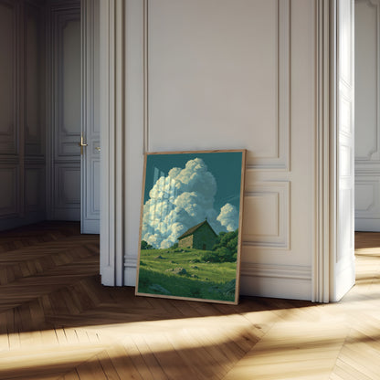 Stone Church on Hillside Poster