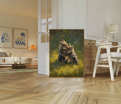 Corgi-valper i ville blomster-eng plakat