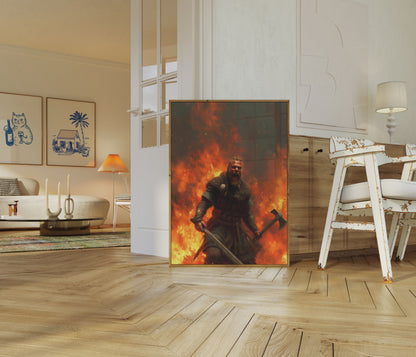 Raging Viking Fire Warrior Poster