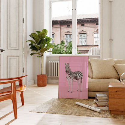 Pink Zebra Minimalist Poster