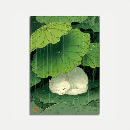 Witte Kat in Regen Poster