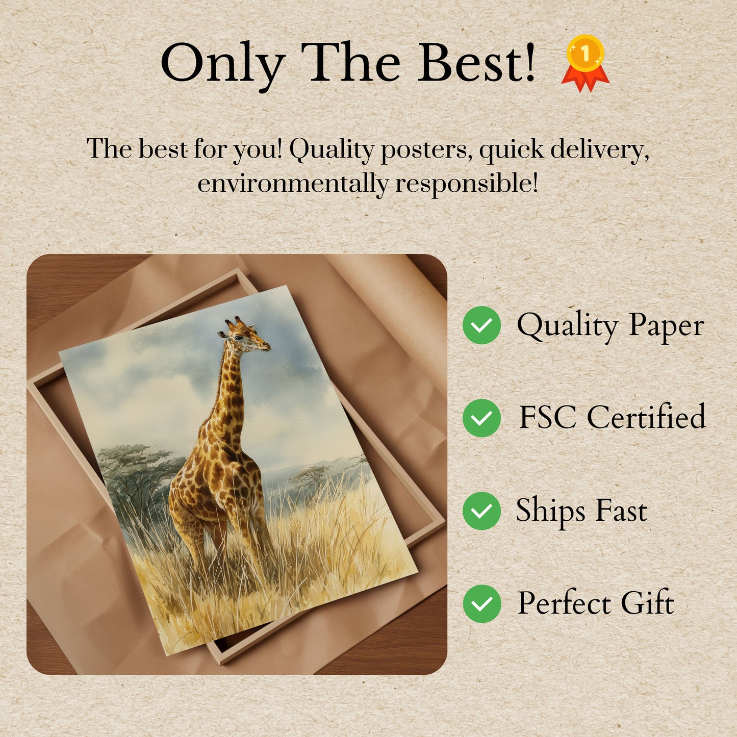 Póster de la majestuosa jirafa de la sabana