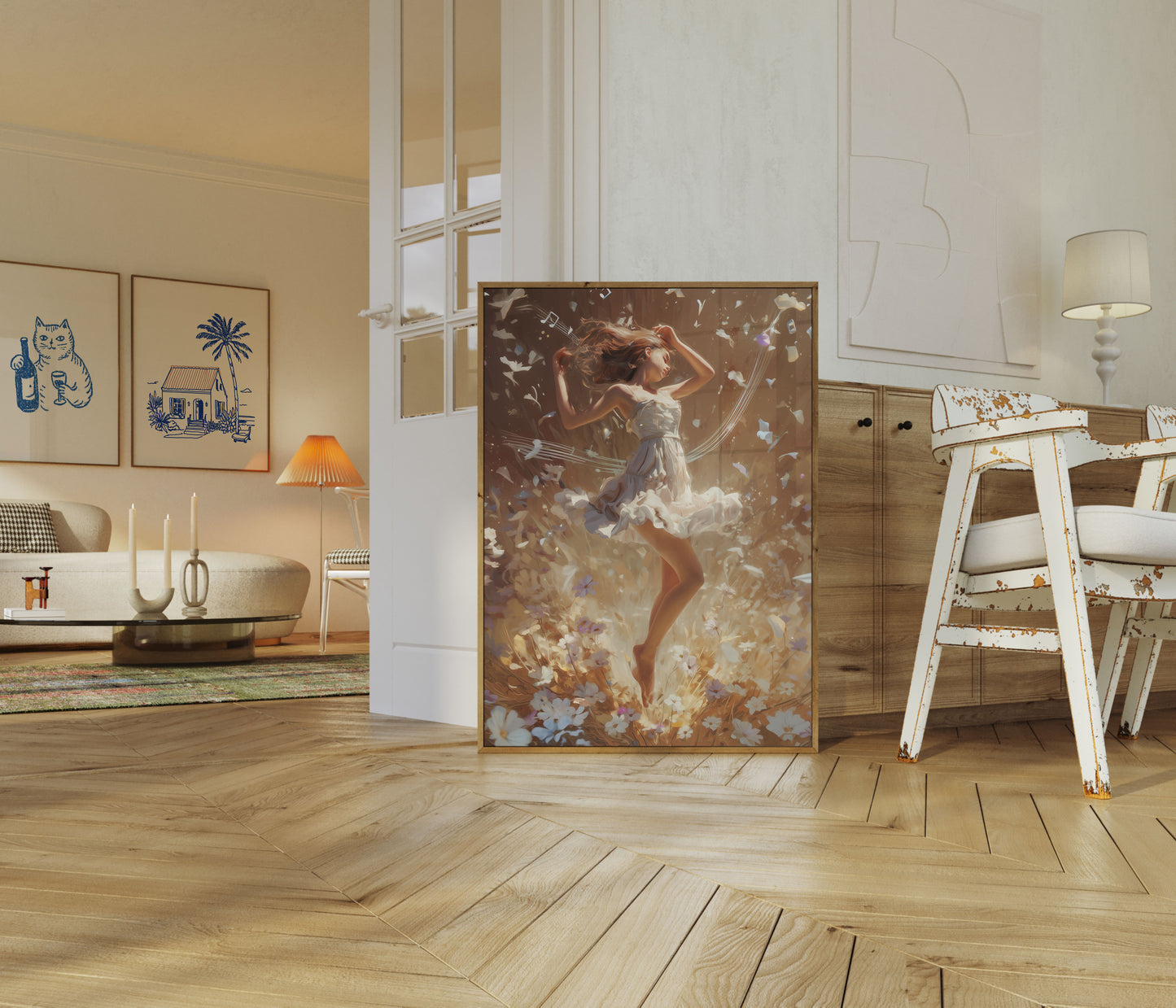 Póster Bailando entre sueños de flores