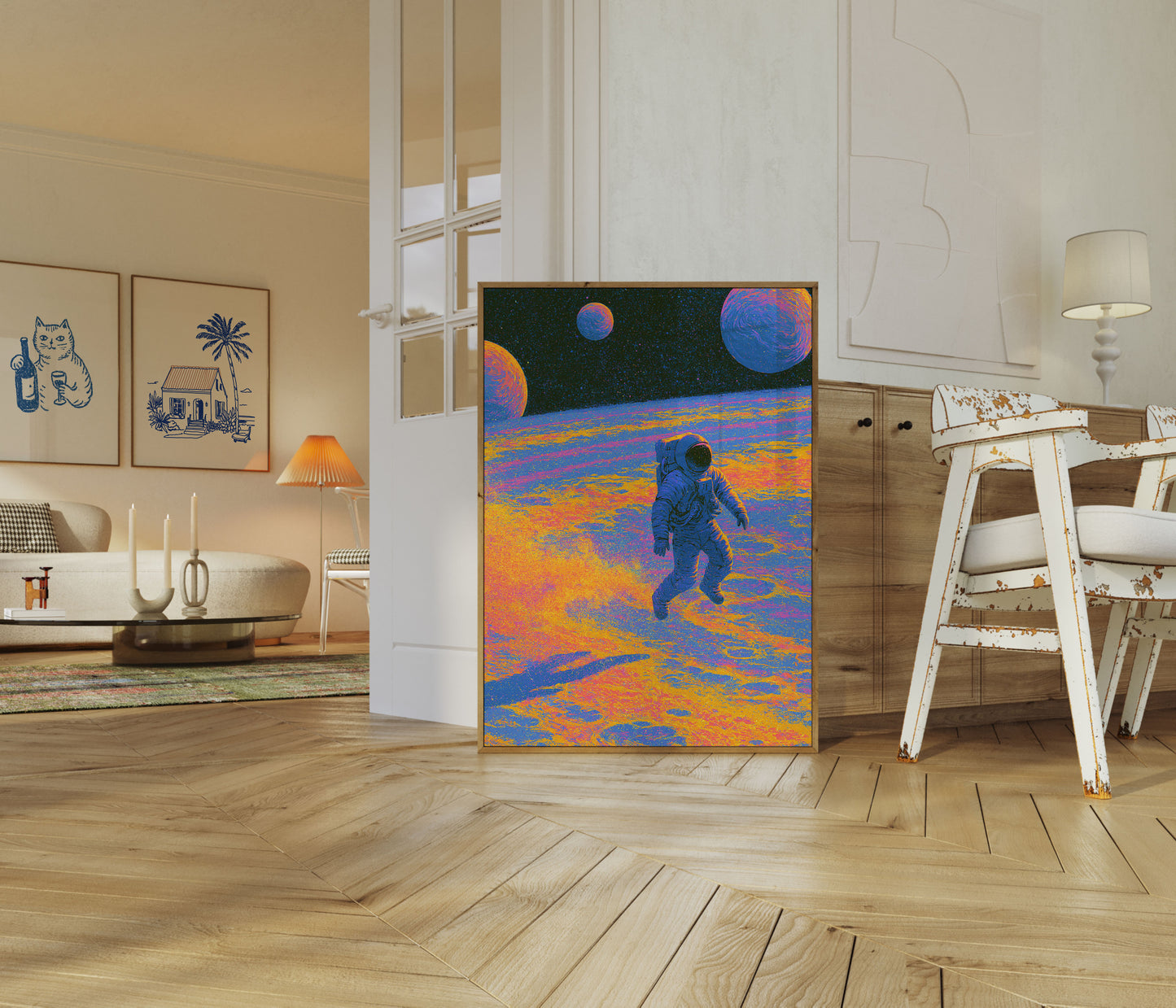 Poster Astronaute sur Planète Colorée