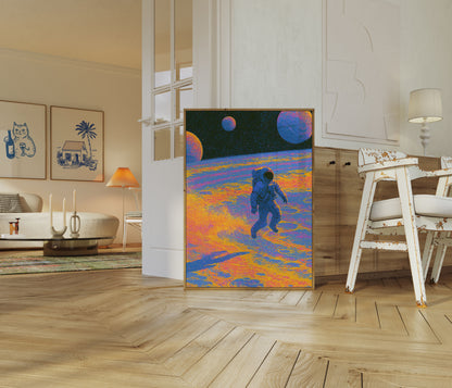 Poster Astronaute sur Planète Colorée