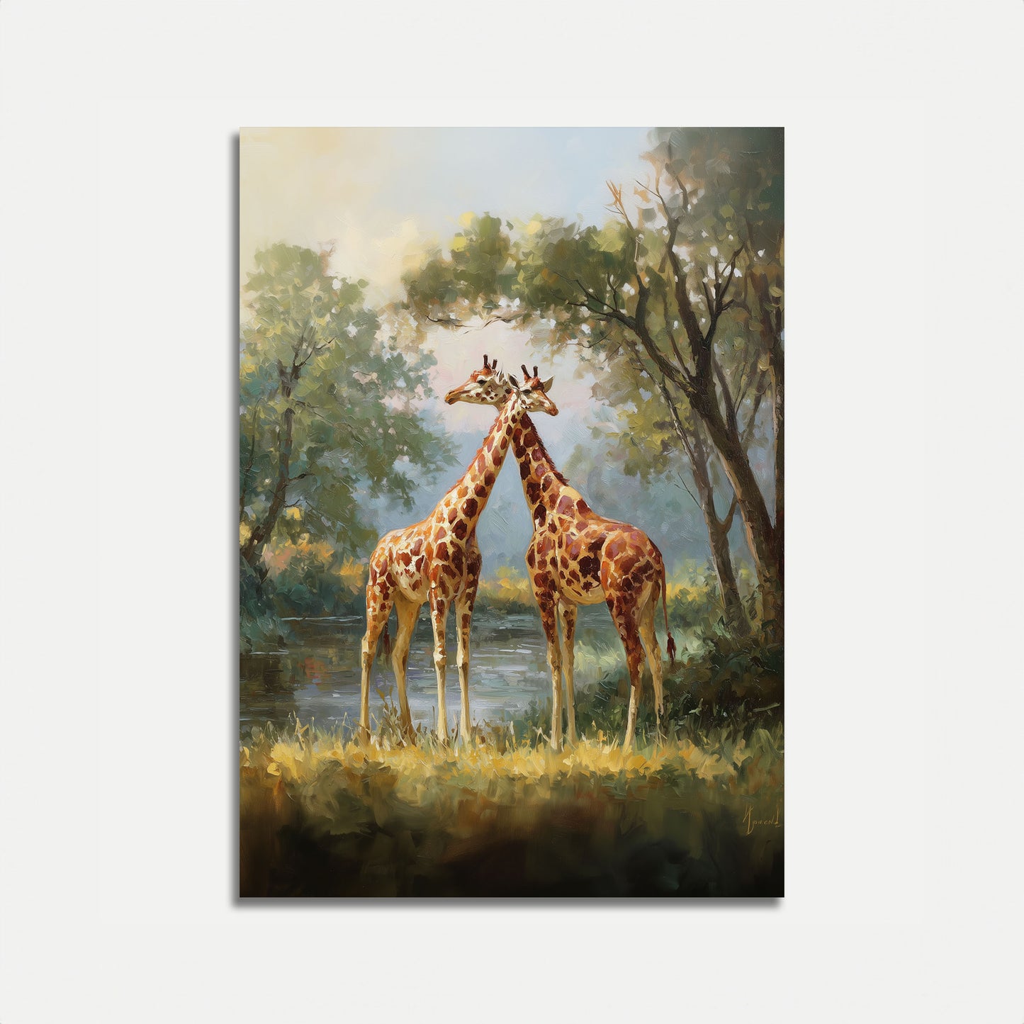 Póster del momento de la jirafa tierna