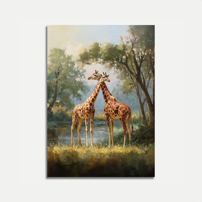 Póster del momento de la jirafa tierna