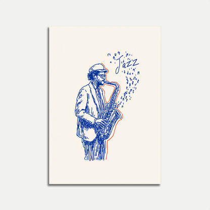 Blue Jazz Saxophone Music Poster