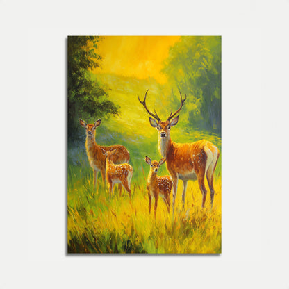 Golden Hour Deer Family Poster