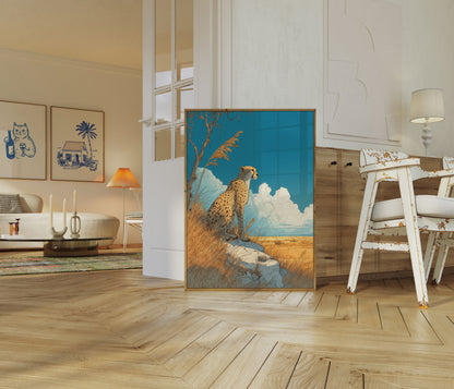 Póster de la majestuosa sabana del guepardo