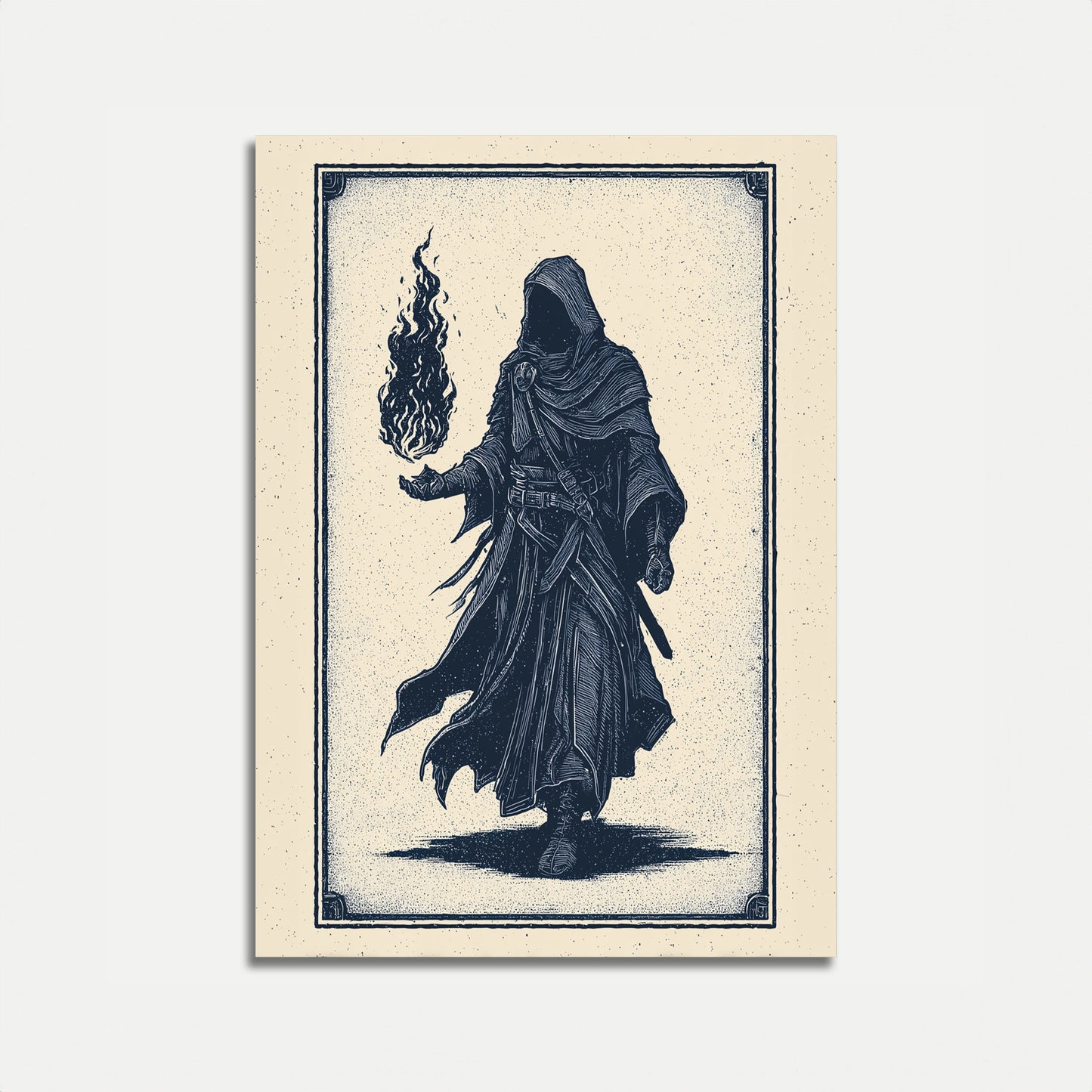 Mystical Wizard with Flame Poster