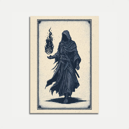 Mystical Wizard with Flame Poster