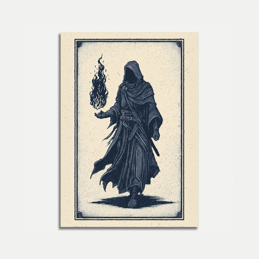 Mystical Wizard with Flame Poster