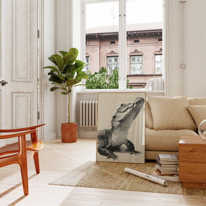 Póster con boceto de cocodrilo feroz