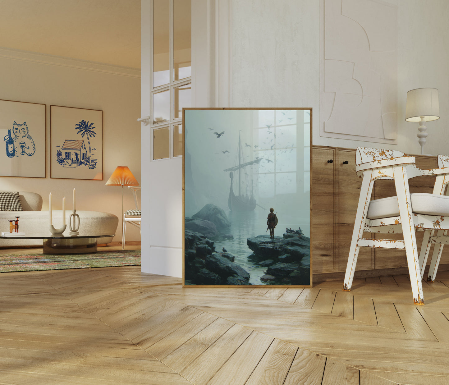 Viking Warrior at the Fjord Poster