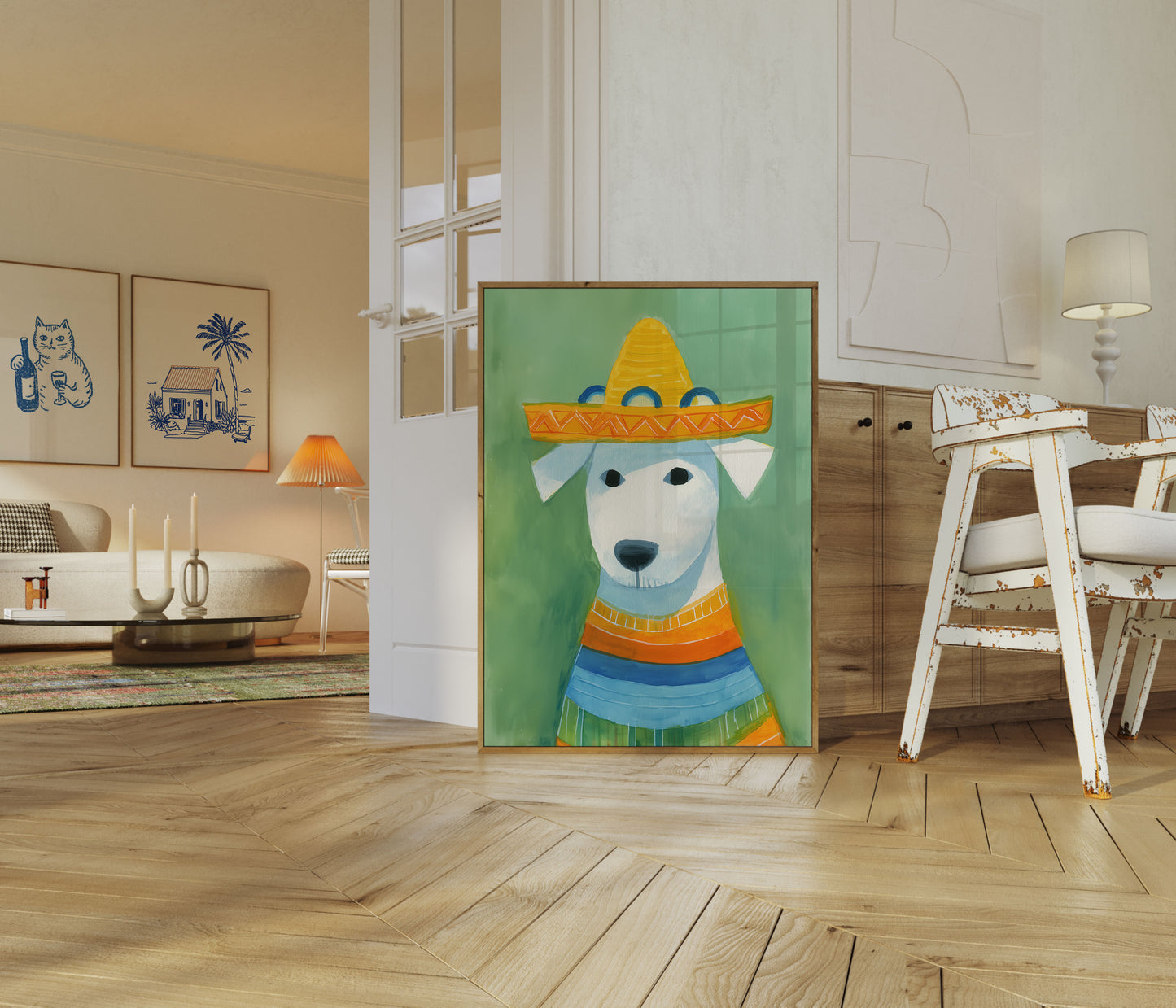 Festive Dog in Sombrero Poster