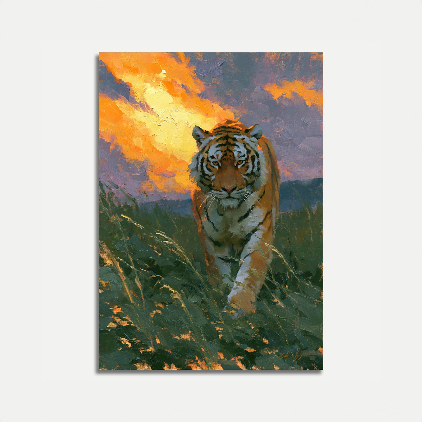 Tiger in Golden Grassland Poster