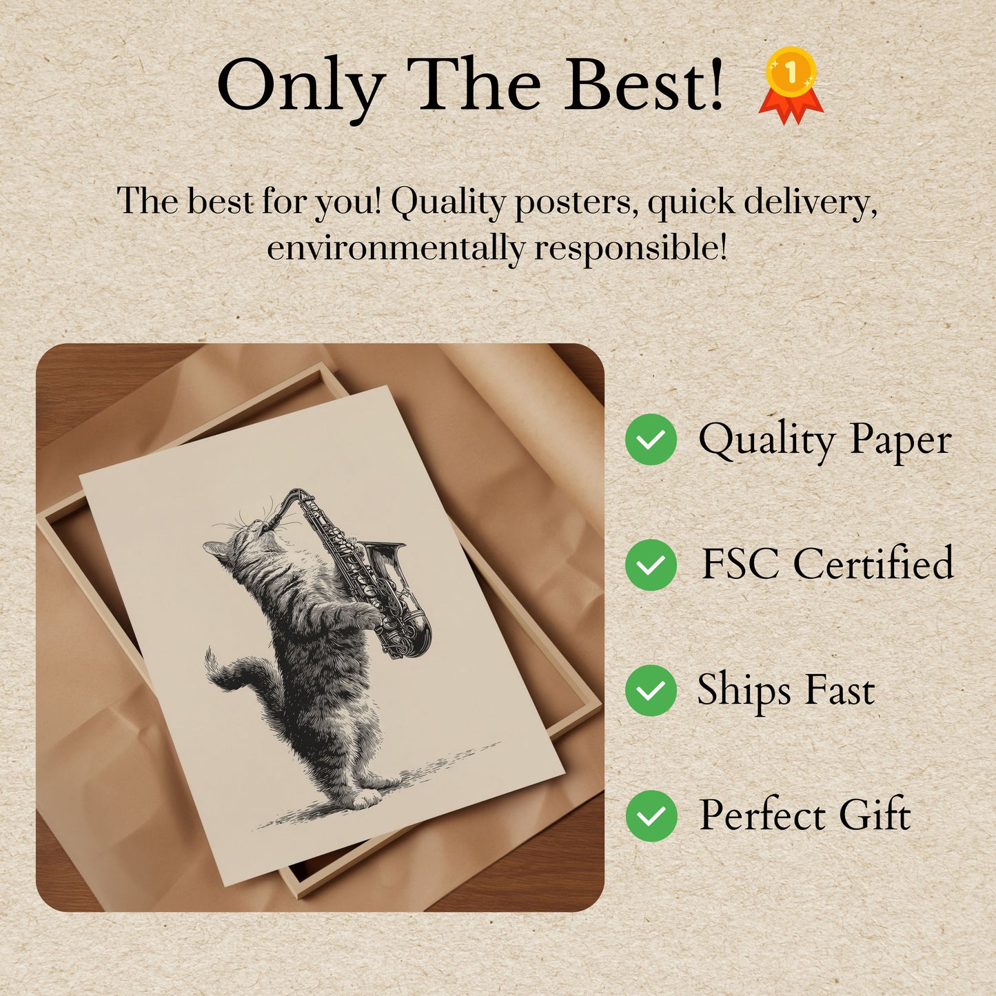 Jazz Cat Saxophone Solo Poster