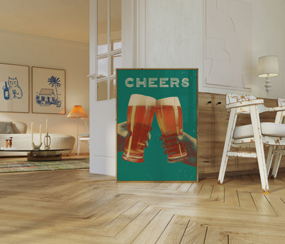 Vintage Cheers Beer Toast Poster