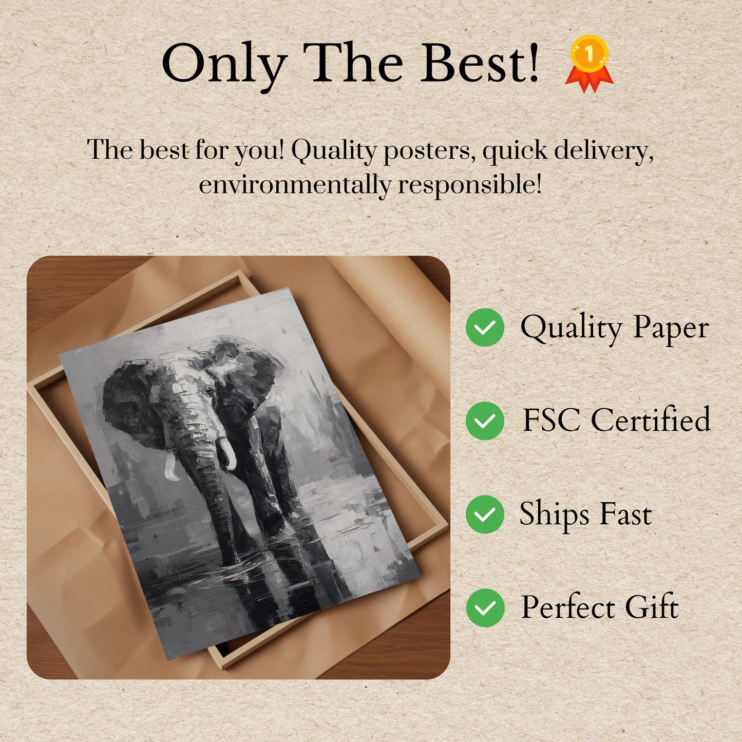 Majestic Gray Elephant Poster