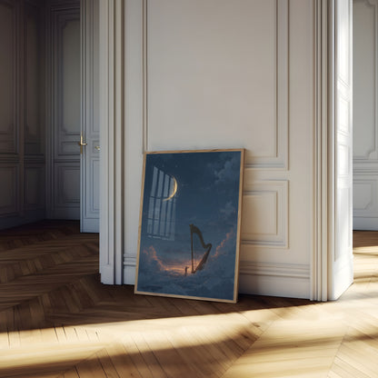 Celestial Harp Moonlight Poster