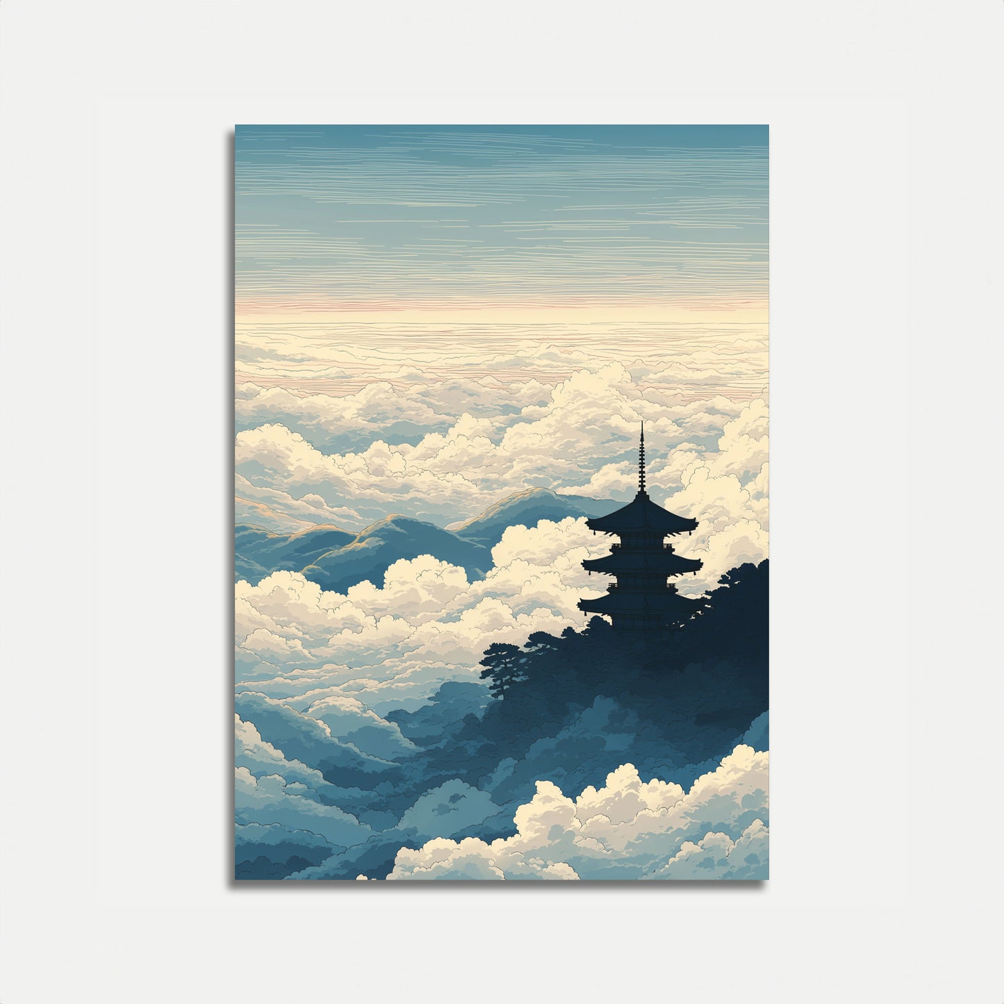 Pagoda Ovanför Molnen Affisch