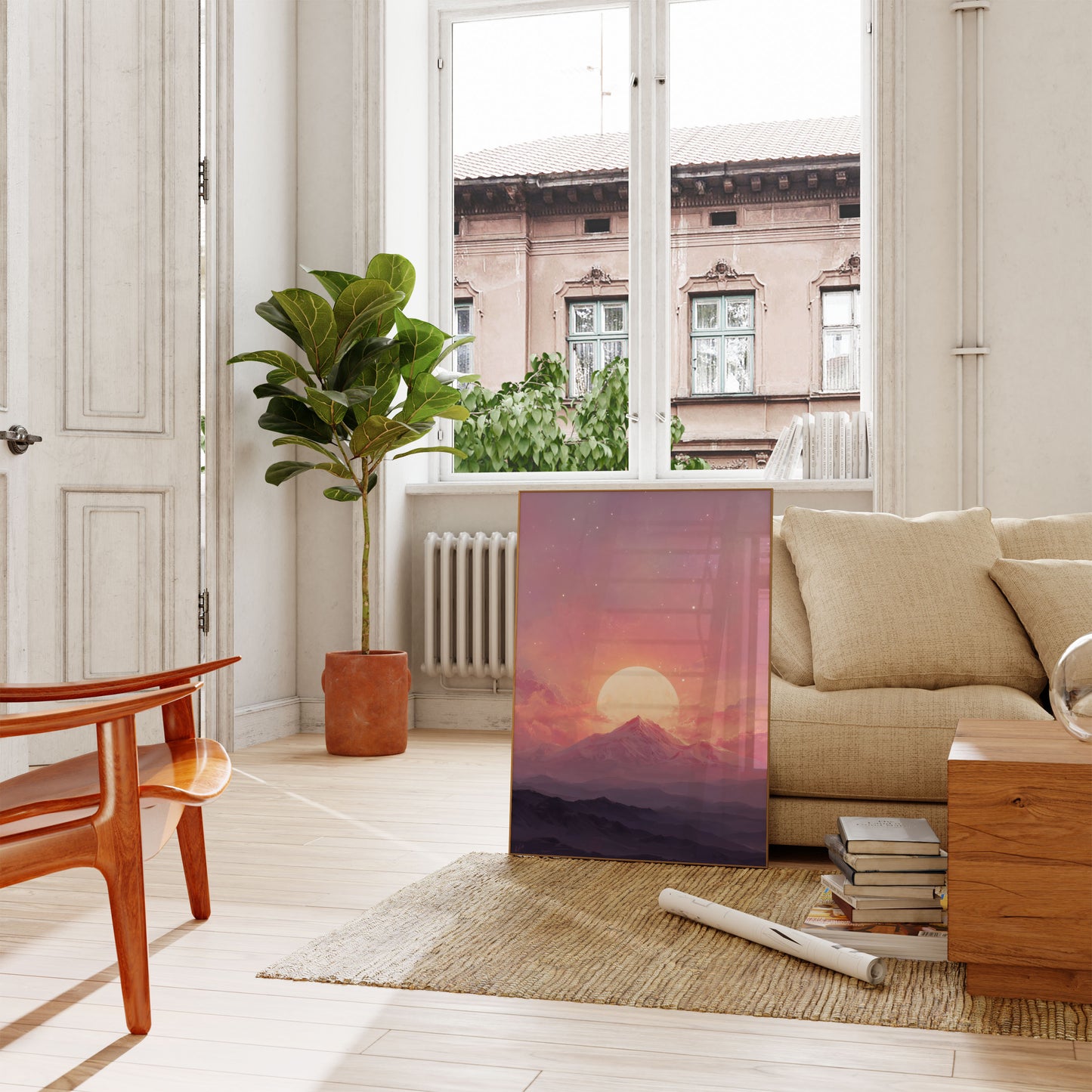 Celestial Mountain Sunset Poster