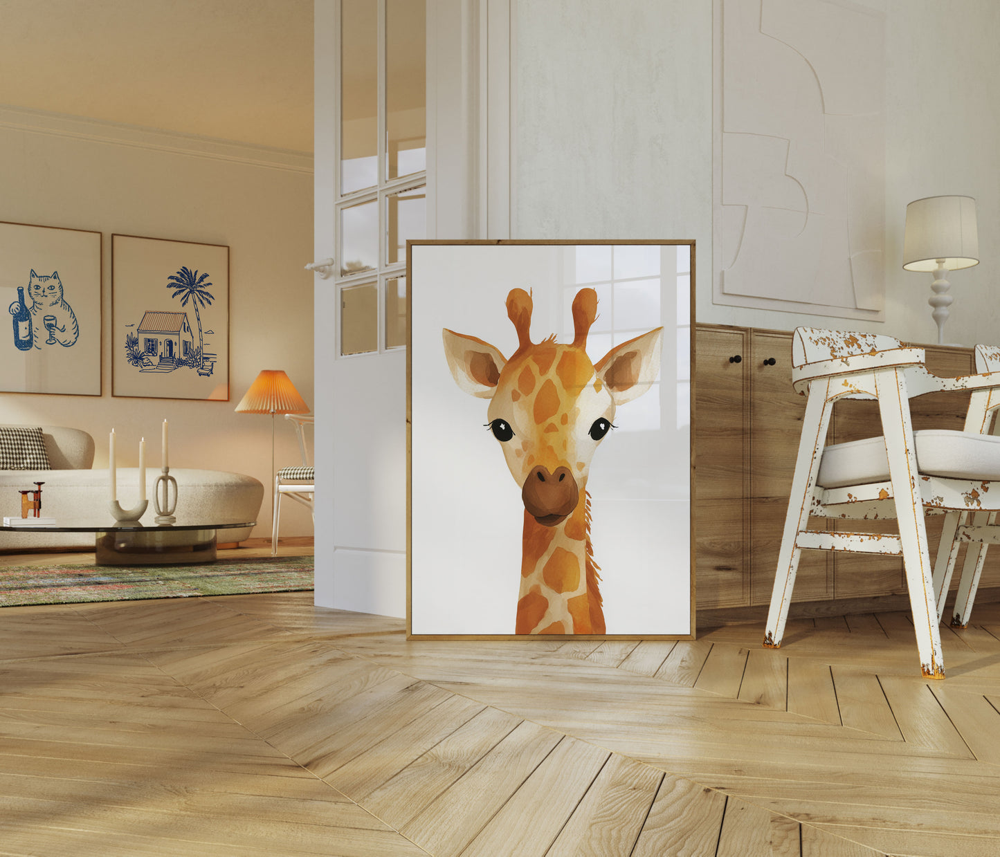 Adorable Giraffe Watercolor Poster