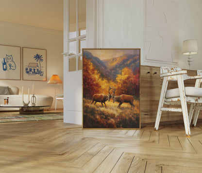 Majestic Deer Autumn Valley Poster