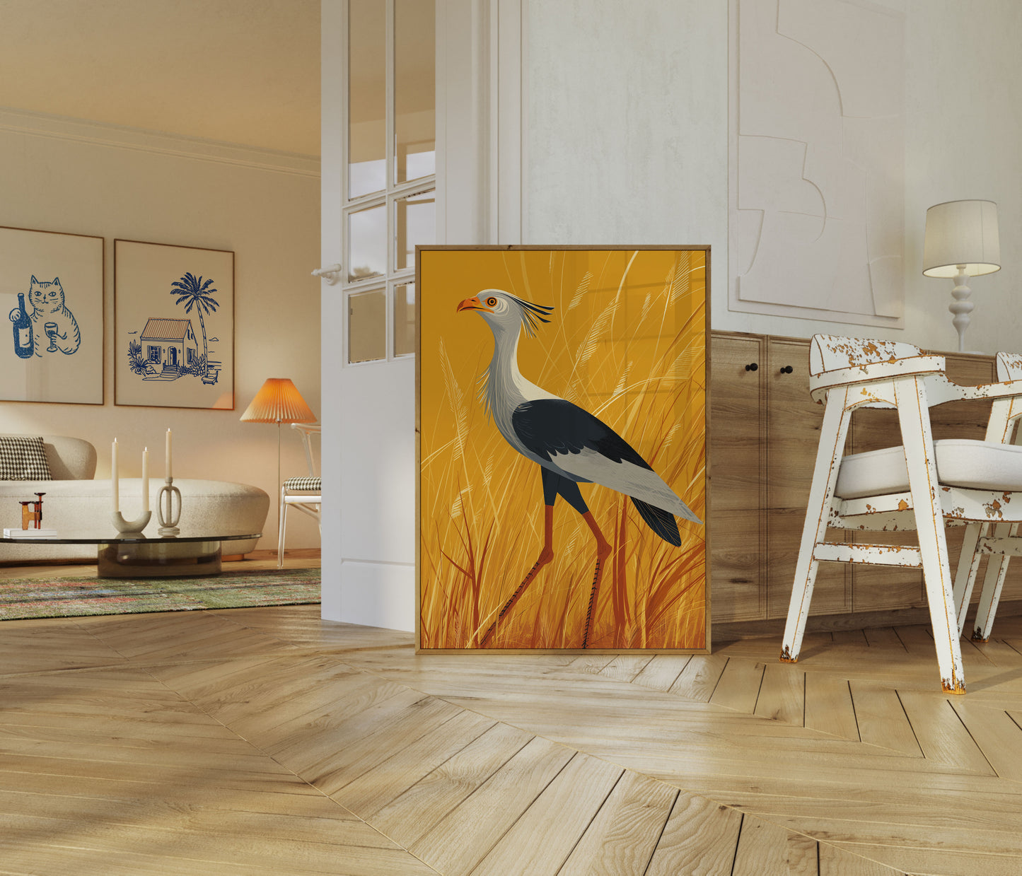 Secretarisvogel in Gouden Grasveld Poster