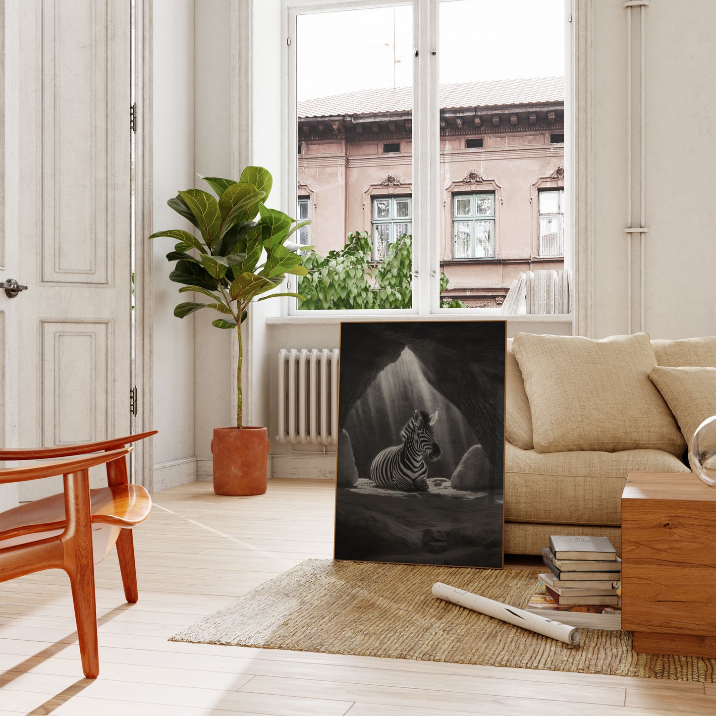 Zebra's Luminous Cave Sanctuary Poster