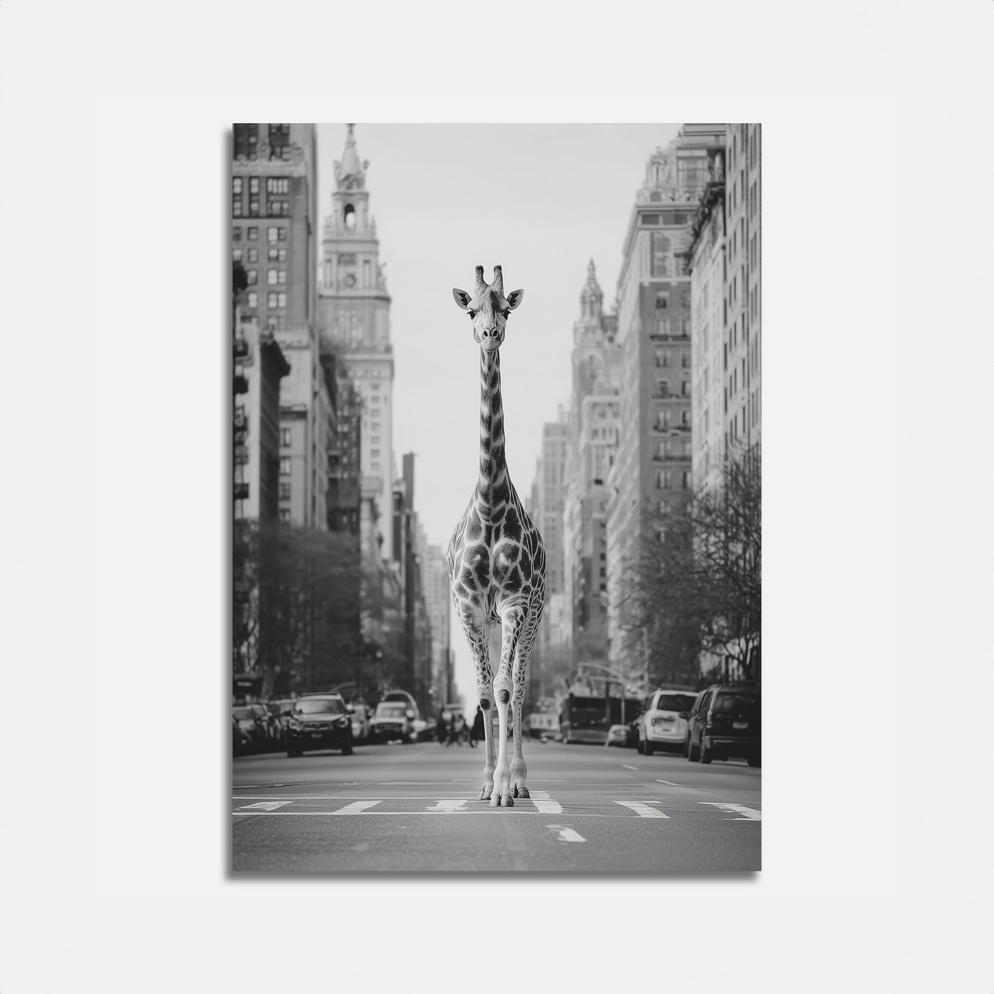 Urban Giraffe City Street Poster