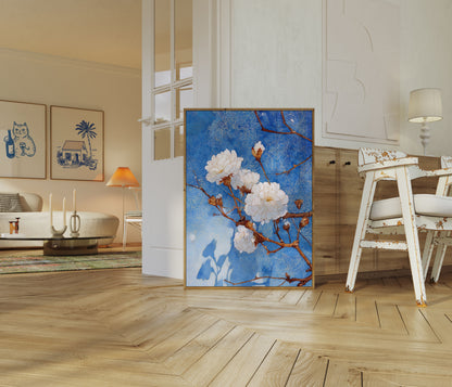 White Peonies Blue Sky Poster