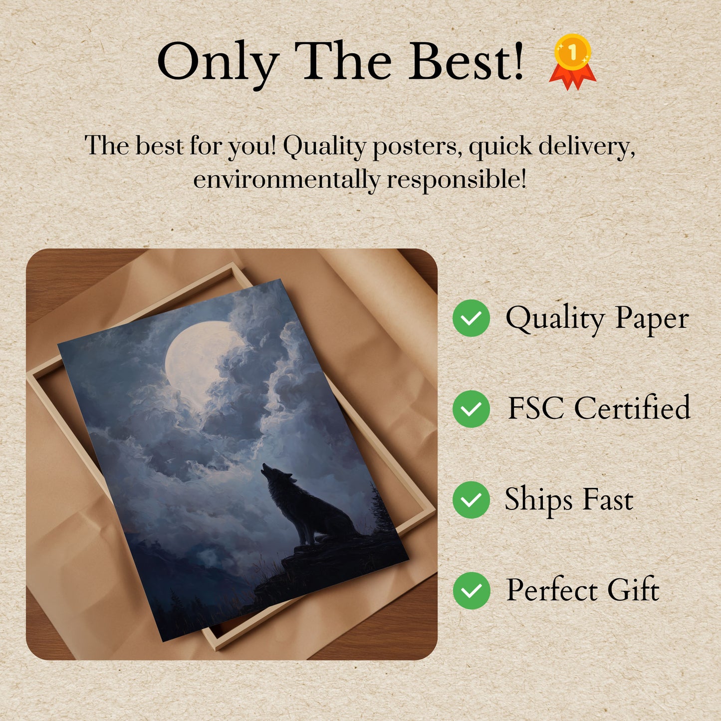 Moonlit Wolf Howl Poster