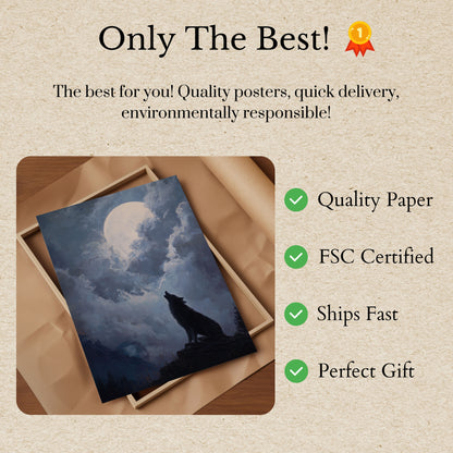 Moonlit Wolf Howl Poster