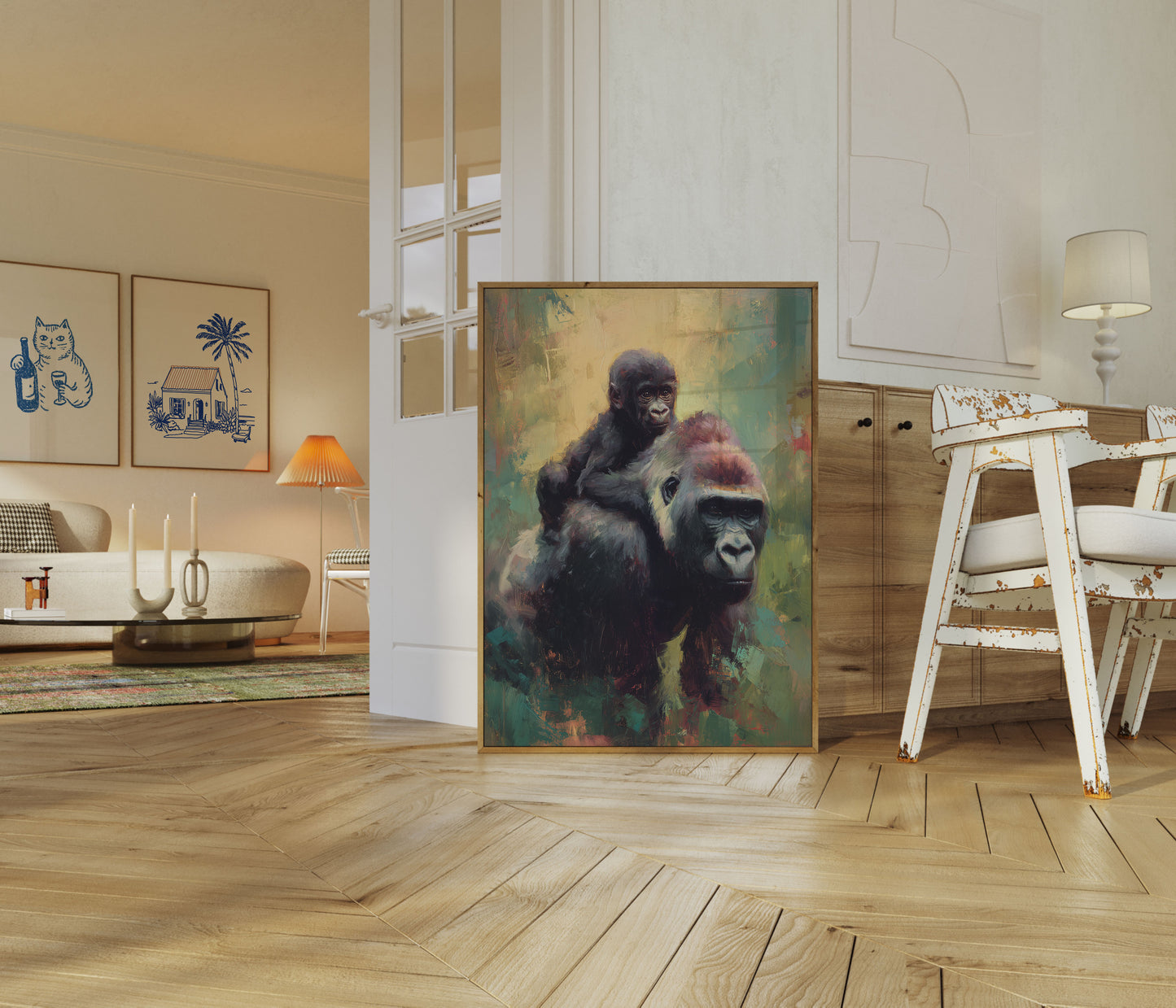 Moder og Barn Gorilla Plakat