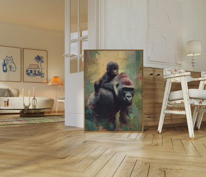 Moder og Barn Gorilla Plakat