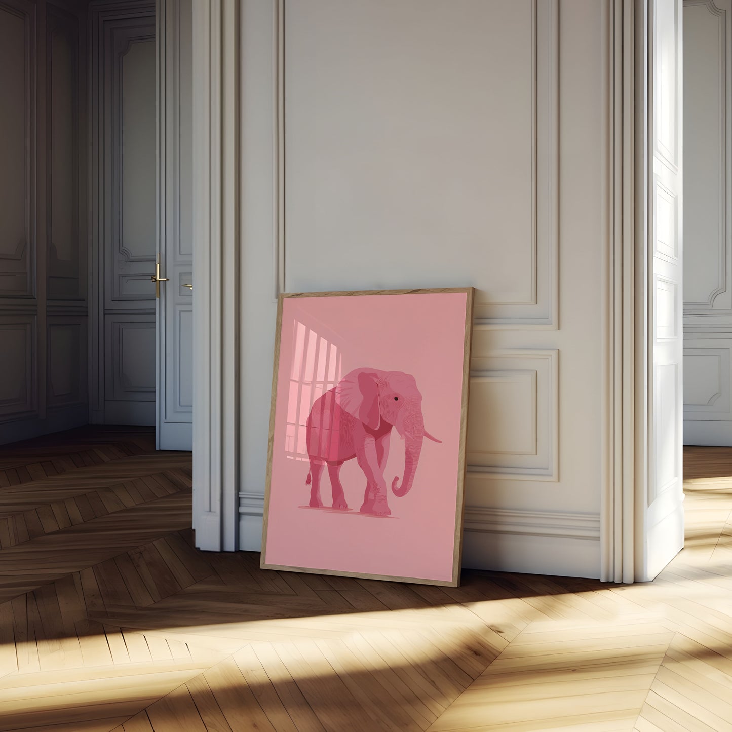 Pink Elephant Minimalist Poster