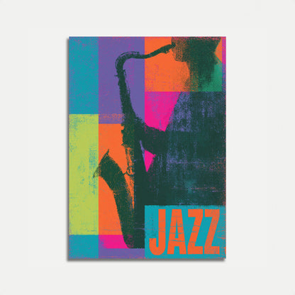 Colorful Jazz Saxophone Player Poster