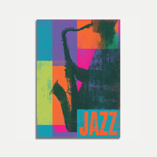 Colorful Jazz Saxophone Player Poster