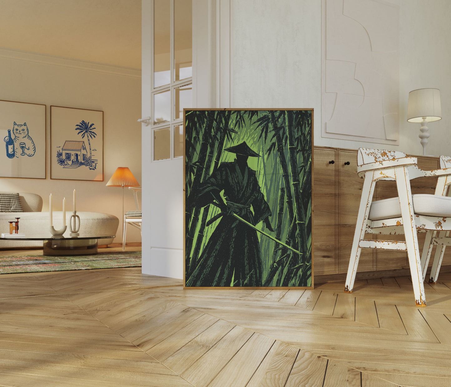 Samurai-Kriger i Bambusskove Plakat