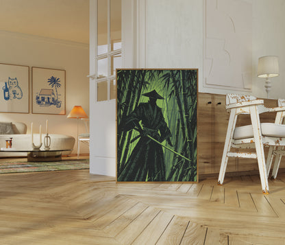 Samurai-Kriger i Bambusskove Plakat