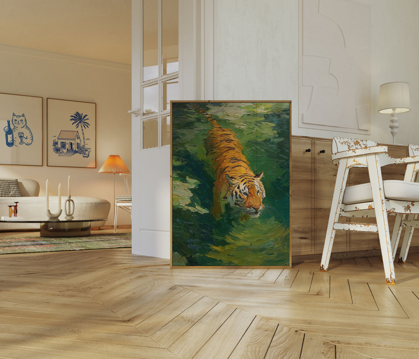 Tiger Swimming in Water Poster